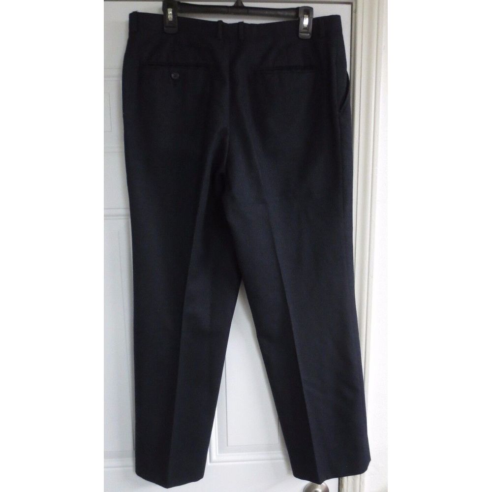 SASSON New York Paris Flat Front Slacks Dress Pants Navy Blue Pinstripe Wool‎ 34